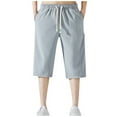 thumbnail image 3 of WERYOUNG Men Pants Casual Lightweight 3/4 Baggy Pants Drawstring Elastic Waist Beach Yoga Pants With Pockets Trousers Breathable Bottoms, Grey, XXXXL, 3 of 5