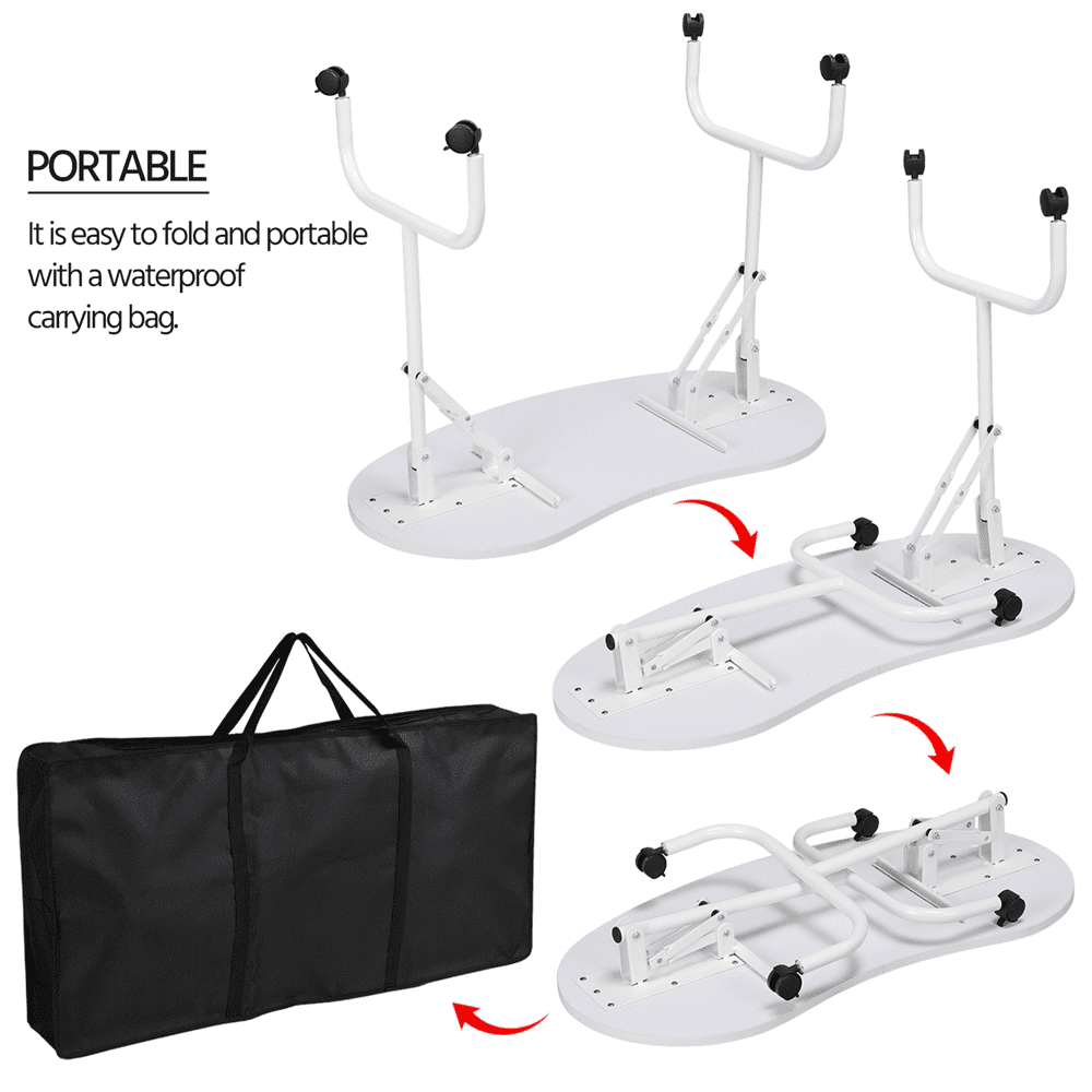 Alden Design Folding Manicure Table Nail Beautician Desk with Lockable Wheels & Bag
