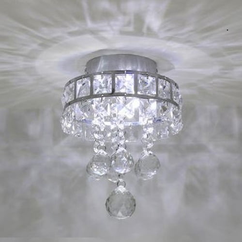 Mini Style 3-Light Chrome Finish Crystal Chandelier Pendent Light for Hallway,Be