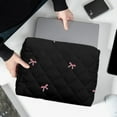 thumbnail image 4 of Home Textile Storage Solution for Indoor Use Cute Bow Laptop and Tablet Storage Cover with Grid Embroidered Bow Design Durable Polyester- Blend Fits 11/13/15 Inch Laptops and Tablets, 4 of 4