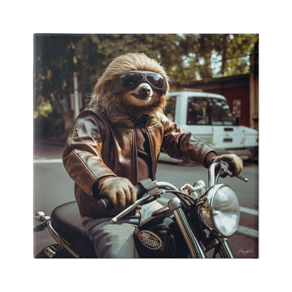 Stupell Industries Biker Animal Portrait Animals & Insects Painting Gallery Wrapped Canvas Art Print Wall Art, 17 x 17