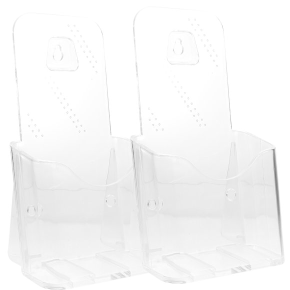 GOOHOCHY 2 soportes para revistas, organizador de archivos de escritorio, soporte transparente para folletos, soporte para panfletos de escritorio