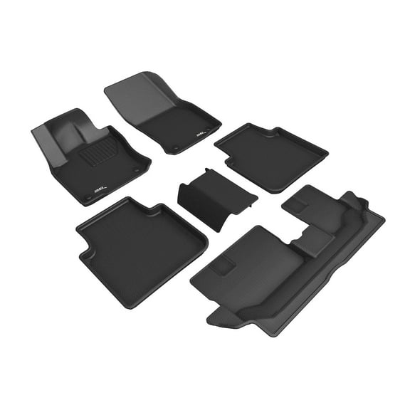 3D MAXpider 2018-2024 Fits Volkswagen Tiguan 7-Seats Kagu Carbon Fiber Embossed Pattern 1st Row 2nd Row 3rd Row Black Floor Mat L1VW10701509