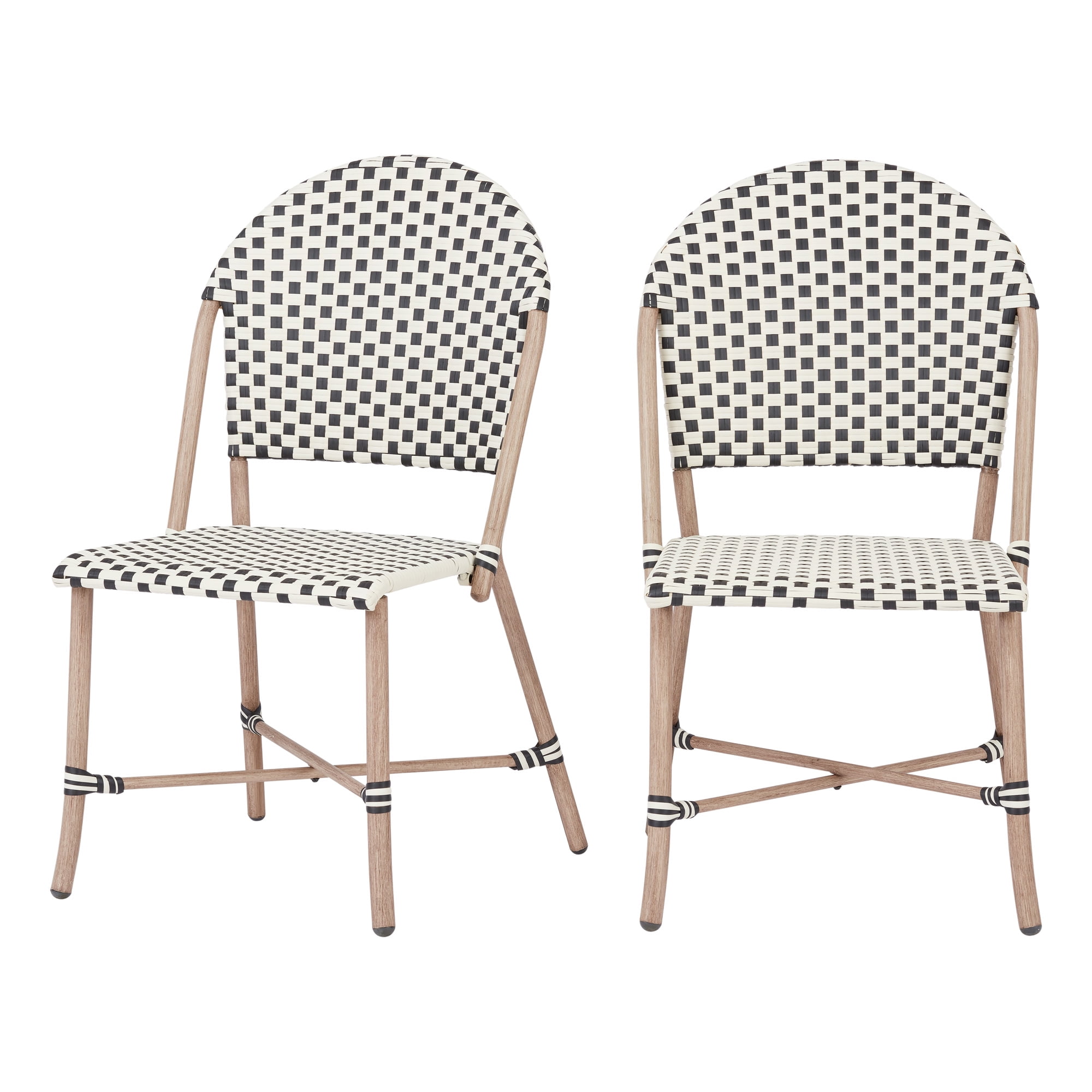 Better Homes & Gardens Parisian Steel Armless Chair, Black and White ...