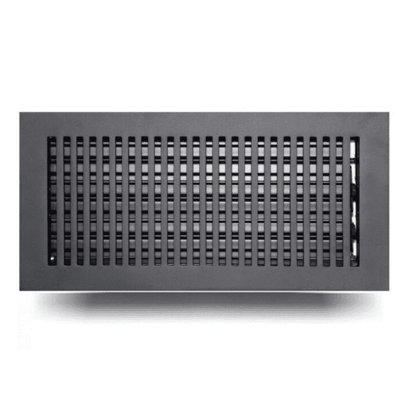 6"x14" (Duct Size) All Metal | Cast Aluminum| Heavy Duty| Walkable| Top faceplate is 8” x 14” Floor Vent Register by Caststo, Model -Rock (Black / For Wall & Celing With Holes)