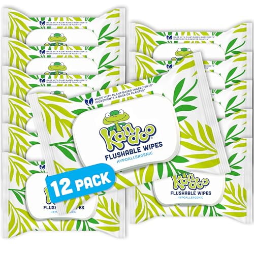 Kandoo Sensitive Flushable Cleansing Wet Wipes, Fragrance Free, Case of 12 x 42 Wipes