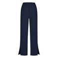 thumbnail image 5 of Linen Pants Women, Titcea Straight Elastic Waist Drawstring Flowy Split Hem Casual Pants with Pockets, 5 of 5
