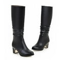 thumbnail image 6 of Women's Fashion Knee High Boots Fall Winter Wide Calf Chunky Heel Square Toe Faux Suede, 6 of 8