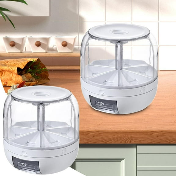 Kitchen Food Storage Containers Rice Dispenser Grain Storage Container Dispenser 360°Rotation & One Click Output Grain Container With 6 Compartments Kitchen Household Cereal Dispenser For Small Gra