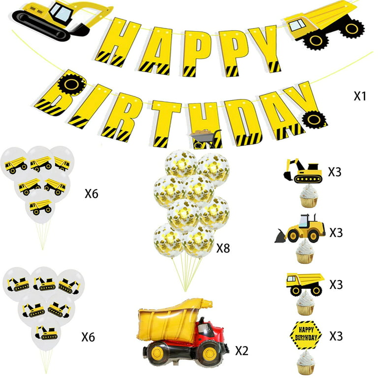 Construction Birthday Party Decorations Supplies For Kids, 37 Pcs Birthday  Banner, Truck Aluminum Film Balloons, Cake Topper, Balloons, Construction  Theme Birthday Party Supplies for Kids GP27 