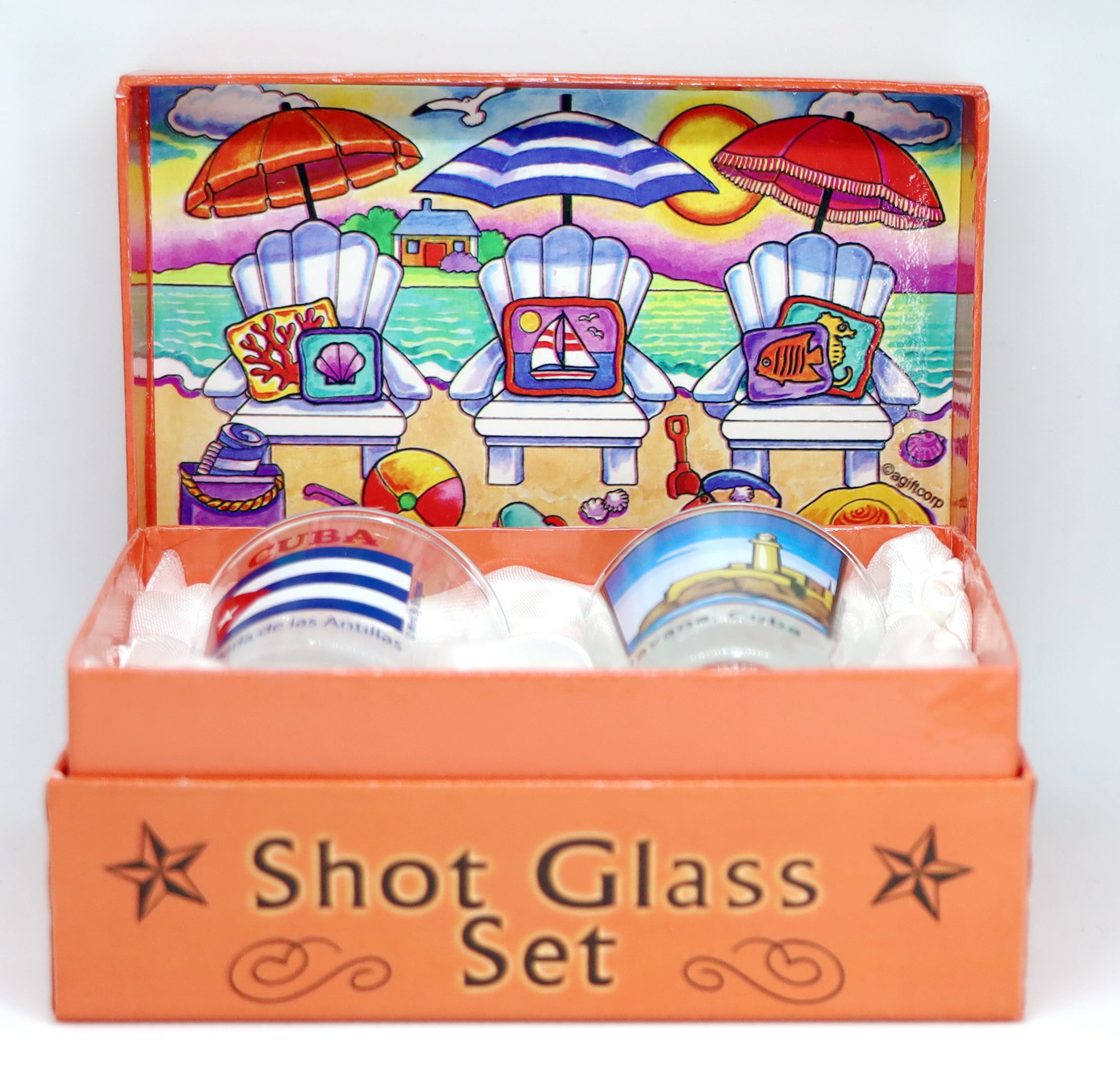 BEACH CHAIRS BOXED SHOT GLASS SET SET OF 2 