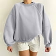 thumbnail image 3 of QUYUON Crewneck Sweatshirts Womens Casual Long Sleeve Crew Neck Sweatshirts Pullover Tops Oversized Sweatshirt for Women Loose Fit Blouse Shirts Winter Warm Sweater Coat Gray L, 3 of 6