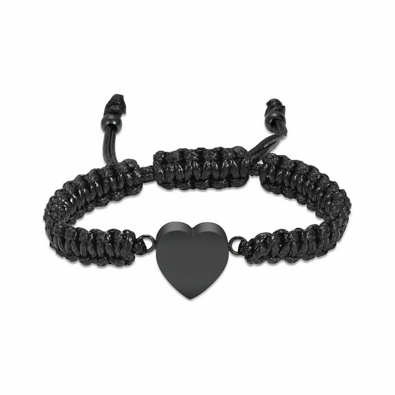 316 Stainless Steel Love Heart Urn Locket Adjustable Braided Rope Bracelet Cremation Jewelry for Ashes Keepsake