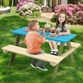 thumbnail image 2 of YSNW Kids Picnic Table, Acacia Wood Kids Outdoor Table with Benches, Toddler Patio Furniture Set for Backyard, Garden, Lawn, Gift for Boys Girls 3+ (Green), 2 of 9