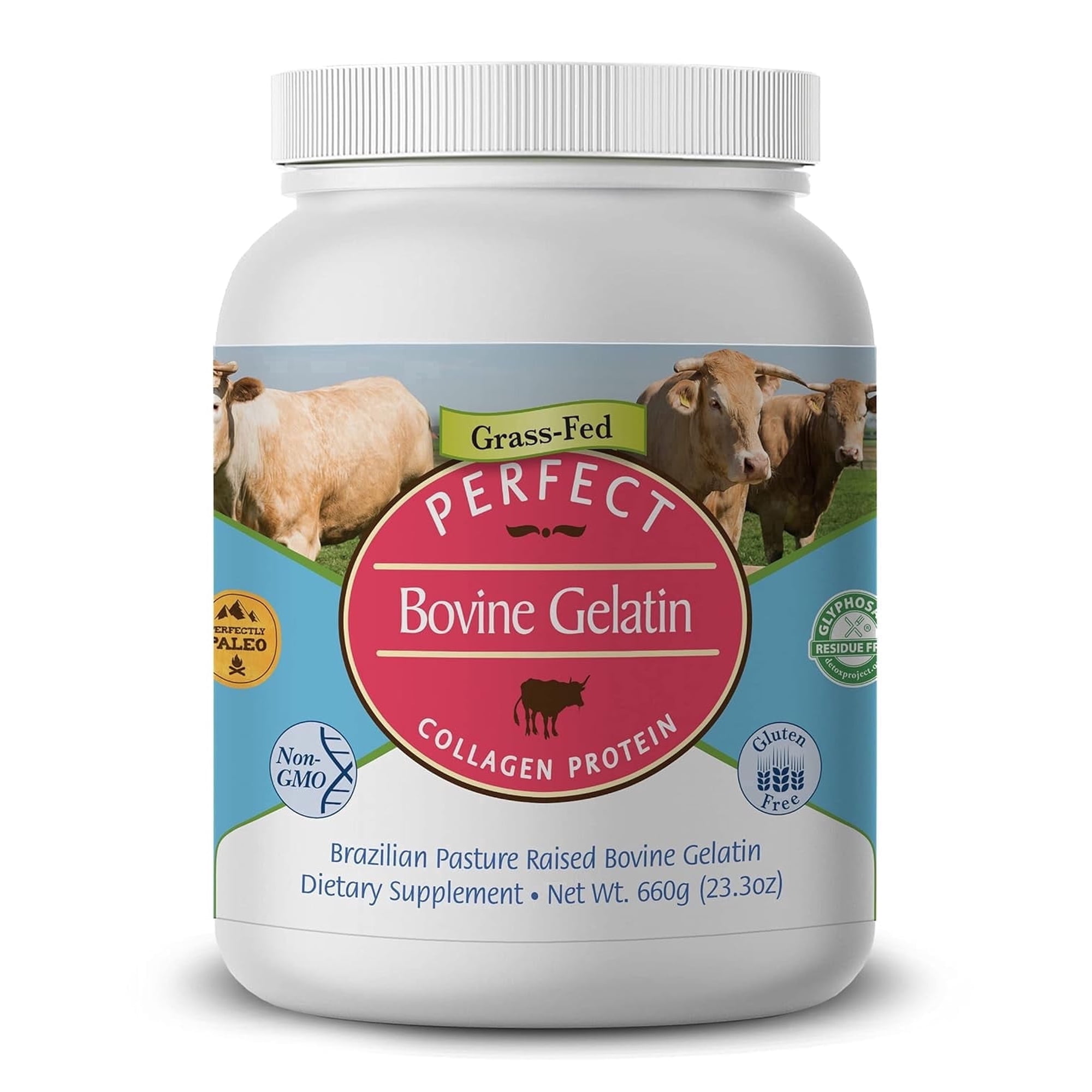 Perfect Supplements – Perfect Bovine Gelatin – 660 Grams – 100% Beef Gelatin Collagen Protein – Supports Healthy Skin & Joint Health