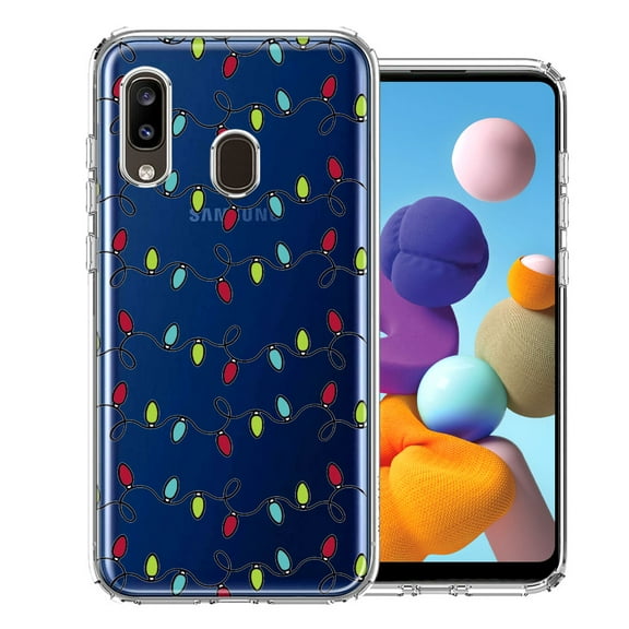 MUNDAZE For Samsung Galaxy A20 Vintage Christmas Lights Design Double Layer Phone Case Cover