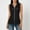 *Black, variant on Women's Sleeveless V Neck Blouse with Zip-Front and Button ,Textured Casual Top Green,Womens Plus XXL