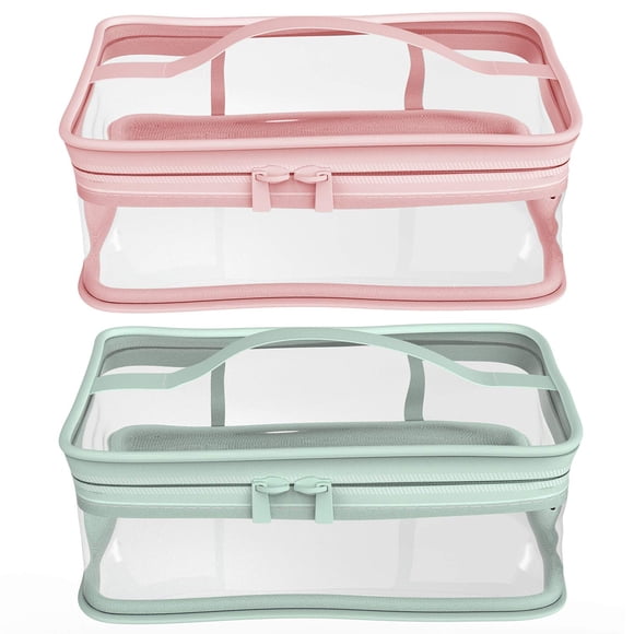 Bolsa de maquillaje con cremallera, bolsa de almacenamiento de viaje portátil impermeable, 2 uds.
