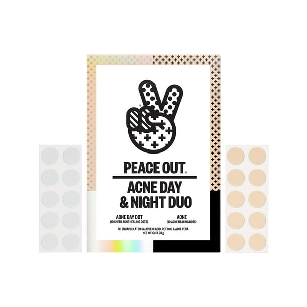 Pimple Patches PEACE OUT Acne Dúo para día y noche, 20 puntos