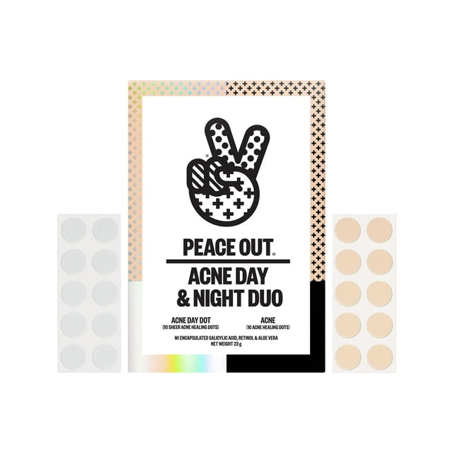 Pimple Patches PEACE OUT Acne Dúo para día y noche, 20 puntos