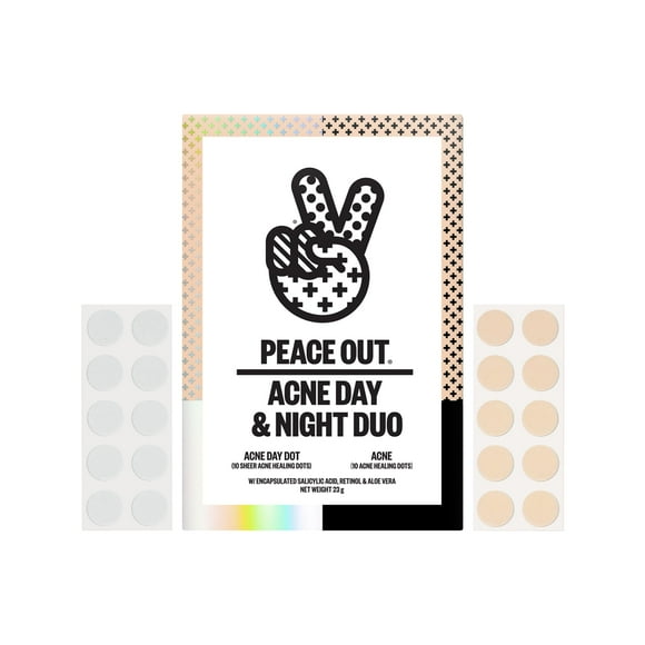 Pimple Patches PEACE OUT Acne Dúo para día y noche, 20 puntos