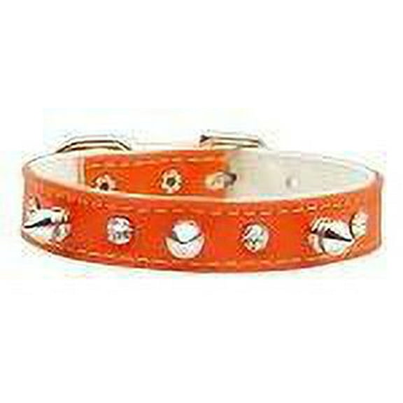 Mirage Pet Products Just The Basics Crystal and Spike Collars, 12-Inch, Orange