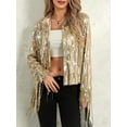 thumbnail image 6 of Suagox Women's Sequin Party Jackets Sparkly Long Sleeve Open Front Tassel Jackets Blazers Clubwear, 6 of 9