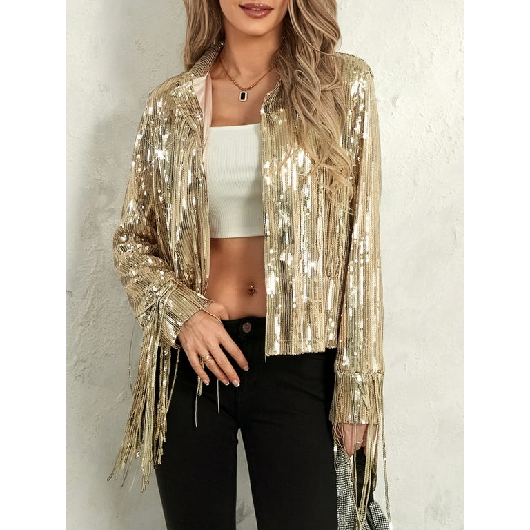 Shiny fringe jacket discount