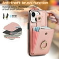 thumbnail image 5 of For iPhone XS/X Wallet Case, Multiple Cards Holder Crossbody Shoulder Strap Ring Holder Kickstand Premium PU Leather Shockproof Lightweight Phone Case for Apple iPhone XS/X, Rosegold, 5 of 10