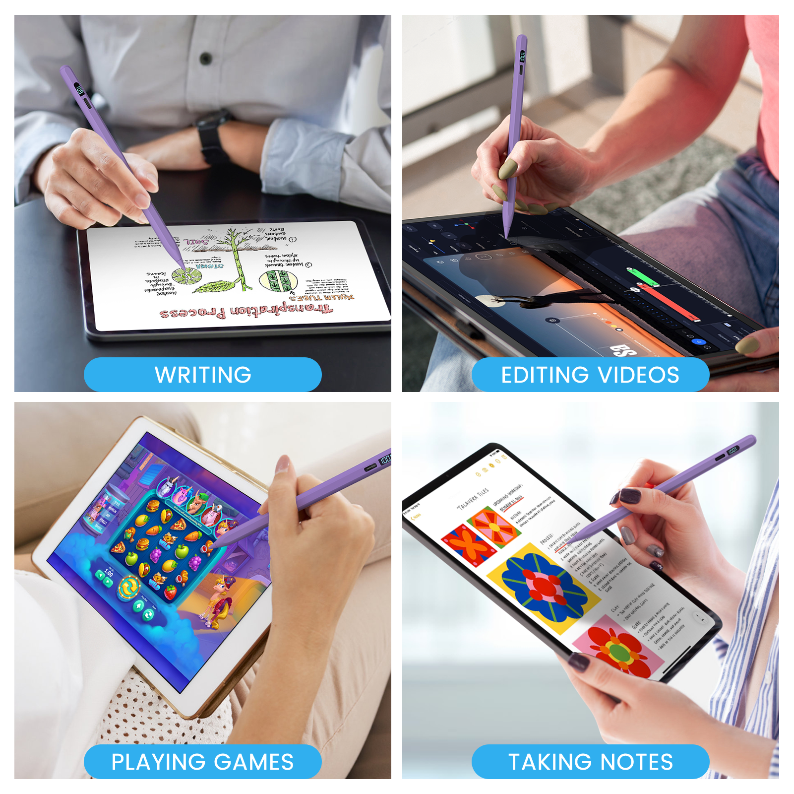 Stylus Pen for iPad 2018-2025, Apple iPad Pens 10th&9th Generation with LED Battery Display, Palm Rejection, Fast USB-C Charging, No Bluetooth, Compatible with iPad Pro Air Mini