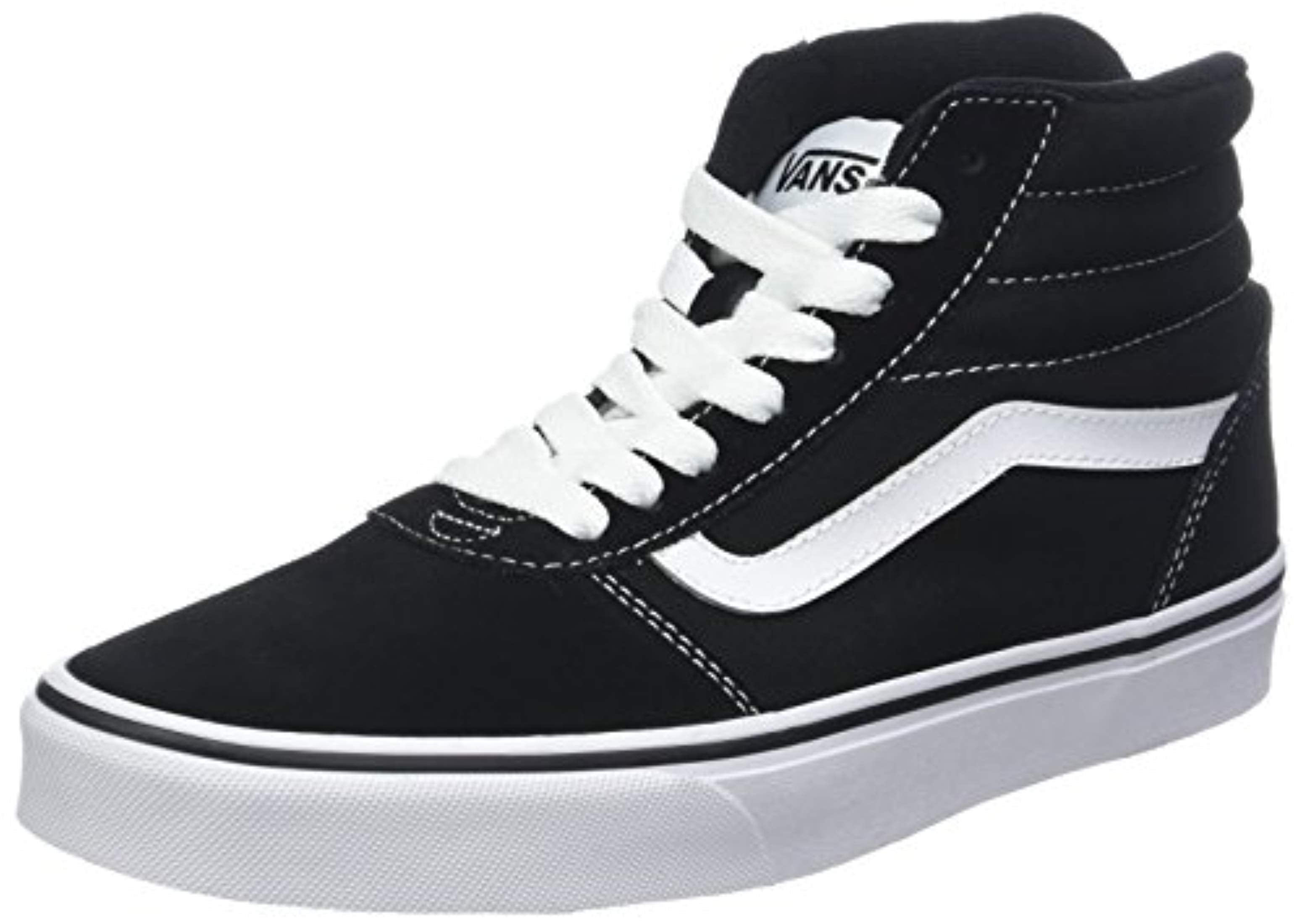 vans sk8 hi black white suede mens trainers