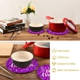 thumbnail image 4 of SKYSONIC Christmas Purple Element Pot Holders Trivets, 2 Pcs Heat Resistant Trivets,Xmas Greeting Cotton Thread Weave Mats for Hot Pads Pans Pot Bowl Teapot for Kitchen Decor, 4 of 7