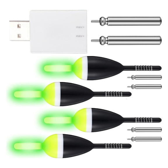 4Pcs Glow Fishing Bobbers With Rechargeable Batteries And Chargers For Night Fishing Bobber Float