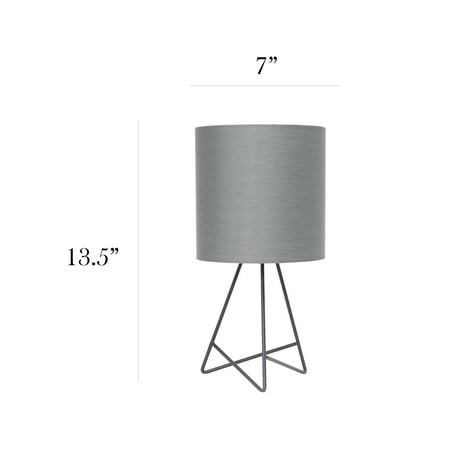 Simple Designs - Down to the Wire Table Lamp with Fabric Shade - Gray/Gray