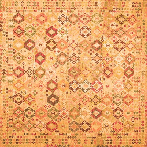 Ahgly Company Indoor Square Southwestern Orange Country Area Rugs, 7' Square