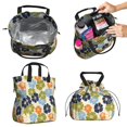 thumbnail image 2 of Geometric Flower and Sunburst Gray Drawstring Insulated Lunch Bag for Women, Stain-Resistant Large Lunch Tote with Multi-Pockets for Work Office, 2 of 6