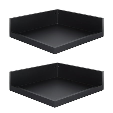 Kate And Laurel Levie Modern 2 Piece Set Floating Corner Wood Wall Shelves With Picture Frame Holder Ledge 12 Inches Wide X Deep Black Kate And Laurel Levie Modern 2 Piece Set Floating Corner Wood Wall Shelves With Picture Frame Holder Ledge 12 Inches Wide X Deep Black