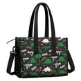 thumbnail image 2 of Teacher Tote Bag,Black Rawr Dinosaur Skeleton Pattern Teacher Utility Tote Bag,Large Work Tote Bags for Women with Multiple Pockets,Top Zipper Closure,13.8x10.6x6.7 Inch, 2 of 5