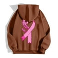 thumbnail image 5 of Cute Sweatshirts For Women Solid Color Zip Up Hoodie Pullover Cancer Awareness Month Drawstring Casual Comfortable For Everyday Wear Tops Clothes With Pocket Brown S, 5 of 6