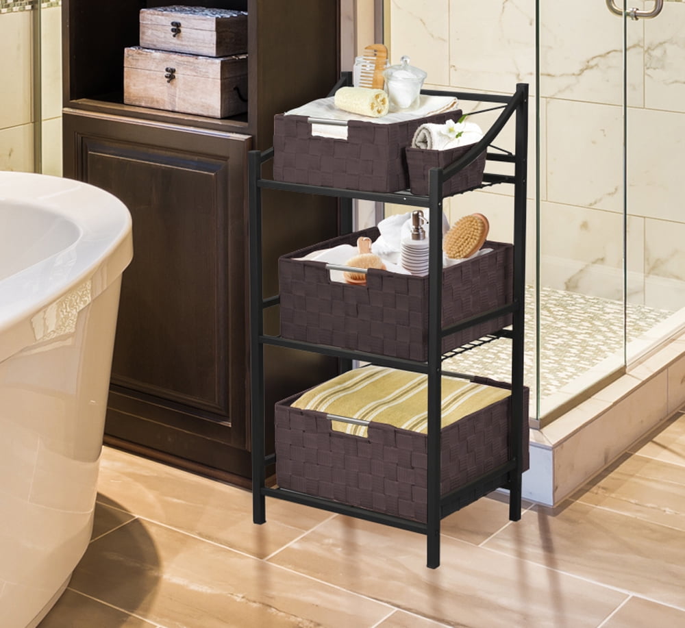 Sorbus Storage Box Woven Basket Bin Container Tote Cube Organizer Set Stackable Storage Basket Woven Strap Shelf Organizer Built-in Carry Handles (Woven Basket Set - 9 Piece, Chocolate)