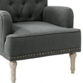 thumbnail image 6 of Wooden Armchair Set of 2 Nailhead Trim Carved Wooden Legs Tufted Back Home Living Room Grey, 6 of 6