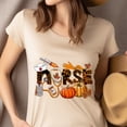 thumbnail image 4 of Nurse Graphic T-Shirt with Pumpkins and Medical Icons Design, White, Size 2XL, 4 of 6