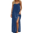 thumbnail image 1 of Daiosportswear Robe Longue Décontractée à Bretelles Spaghetti Dos Nu Ample pour Femmes, Robe de Chambre à Manches Courtes pour Femmes Marine m(m), 1 of 7