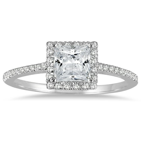 1 Carat TW Princess Cut Diamond Engagement Ring in 14K White Gold