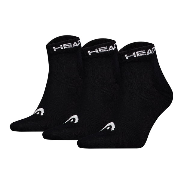 HEAD Calcetines unisex, paquete de 3 - Elements All Sport Quarter, logotipo, color liso Negro 43-46