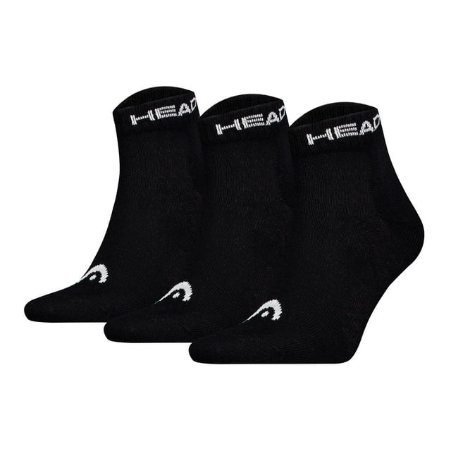 HEAD Calcetines unisex, paquete de 3 - Elements All Sport Quarter, logotipo, color liso Negro 43-46