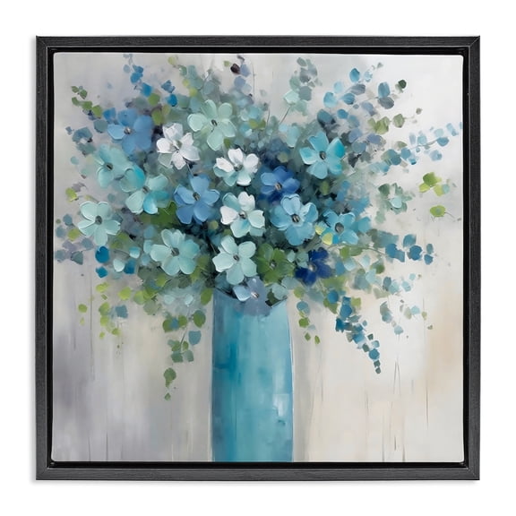 Stupell Industries Glam Indigo Bouquet in Blue Vase Black Floating Frame Canvas Art, 18 x 18, by Creative Studio