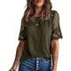 thumbnail image 1 of Camiseta de manga corta con cuello redondo, blusa de mujer con cuello redondo y encaje de color liso, blusa de manga corta con cuello redondo y encaje de color liso, diseño fácil de usar, 1 of 6