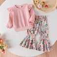thumbnail image 2 of Toddler Baby Girl Clothes Smocked Girls Long Sleeve Tops Shirt Floral Print Bell Bottoms Pants Outfits Summer Clothes for 2-3 Years, 2 of 6
