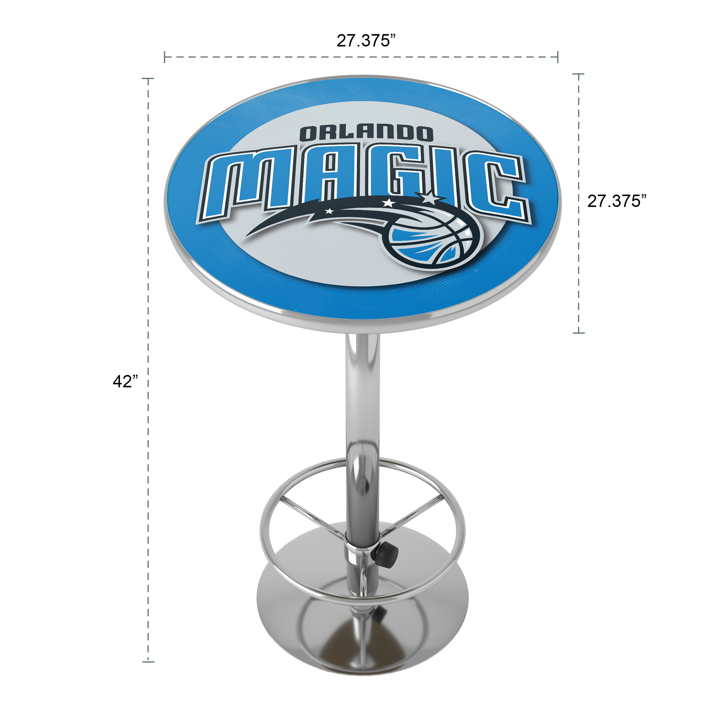 Orlando Magic Logo Bar Table with Adjustable Footrest and Acrylic Top